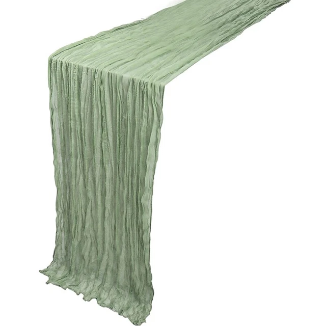 2 Chemins De Table En Gaze Bohème - 90 X 300 Cm Marron, Tissu Froissé Réutilisable Pour Décoration Mariage, Fête, Salle à Manger
