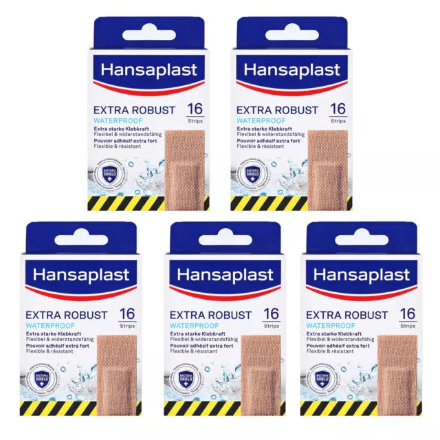 Hansaplast Parche Extra Robusto Impermeable Parche 16 Pieza 5er Pack De