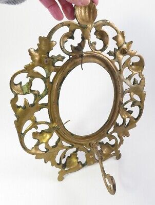 VICTORIAN large ORNATE GILT CAST IRON OVAL STANDING FRAME 2