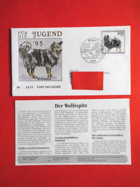 Brief Ersttagsbrief Ganzsache BRD 1995 Hunderassen Mi. Nr. 1801 FDC-Vollstempel