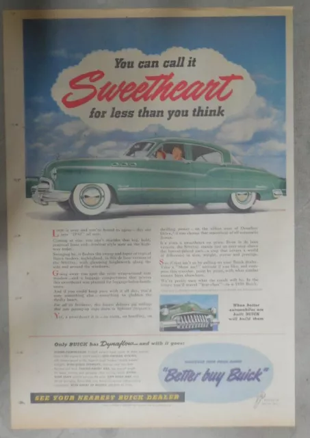 Buick Car Ad: You Can Call It Sweetheart ! from 1950 Size: 11 x 15 inches