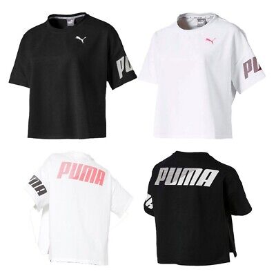 Puma Womens Crop Short Sleeve T-Shirt Cotton Tee Shirt Essentials TShirt Tops