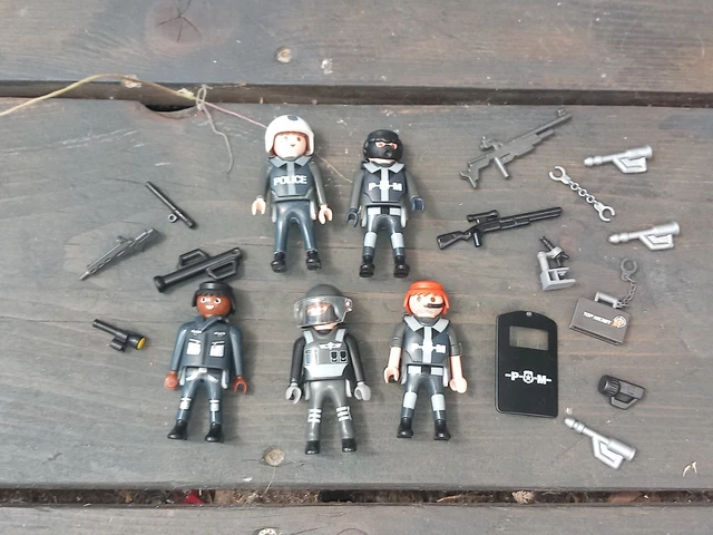 Lot Playmobil Police – Gros Lot Vrac Avec Voiture, Hélico, Motos Et Figurines