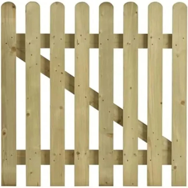 3 x 3Ft Wooden Garden Gate, Picket Fence Gate, Round Top Garden Gate