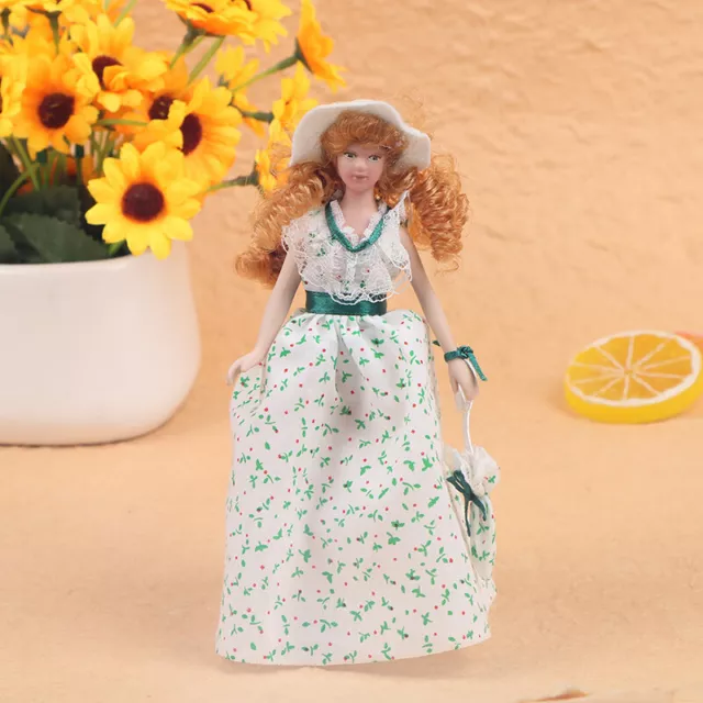 1:12 Miniature Mini Victorian Doll Model Green Lady Dollhouse Decoration~ XN