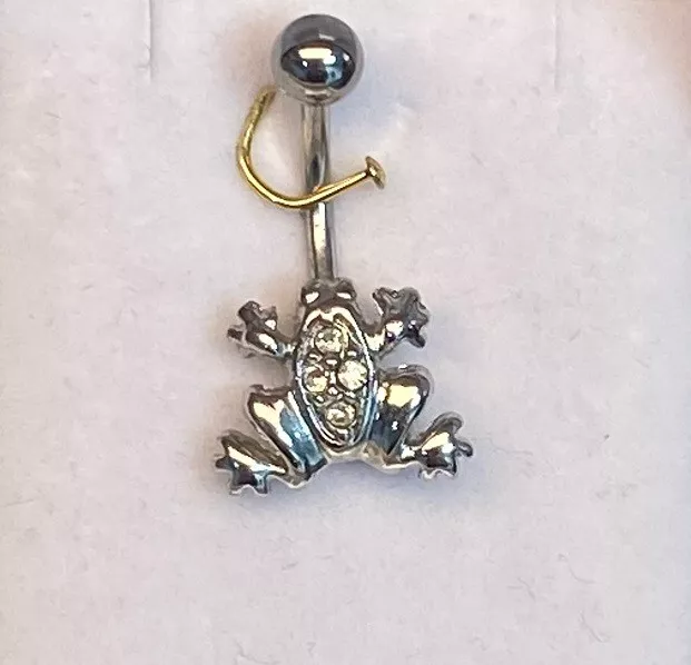 Piercing Nombril Grenouille En Acier Chirurgical Et Oxyde De Zirconium Blanc