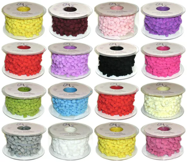 Pom Pom, 5Mm  Braid Fringe Trim, X2 Mtrs, Choose Colour, Art No: Pom Pom