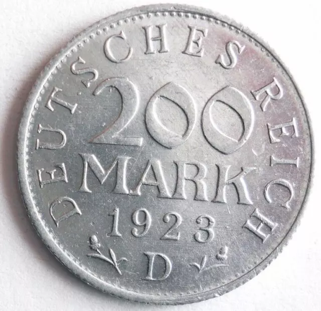 1923 D GERMANY 200 MARKS - Excellent Coin German Bin #11