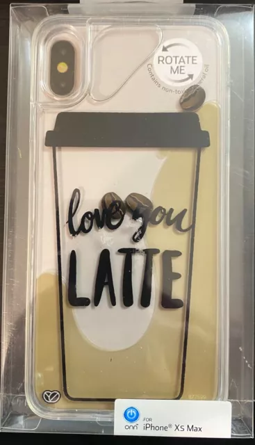 ONN "Love You Latte" Liquid Fashion iPhone Xs Max Smartphone Rotation Case Clear