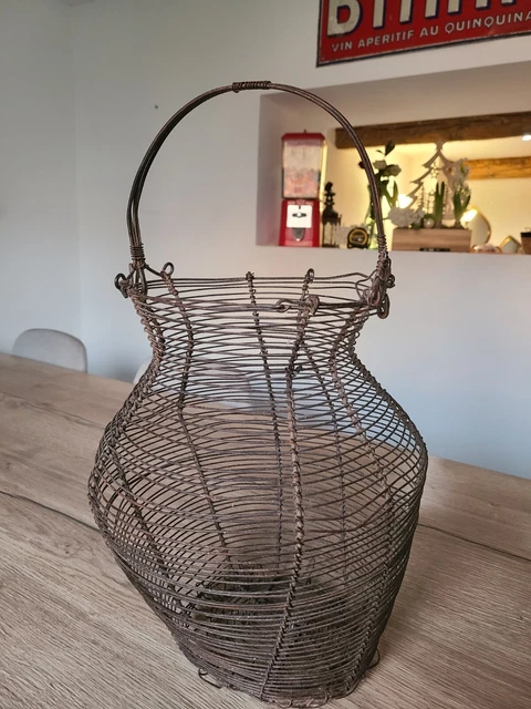 Panier à œufs Vintage En Fil De Fer Scoubidou Jaune - Années 70 - Déco Rétro