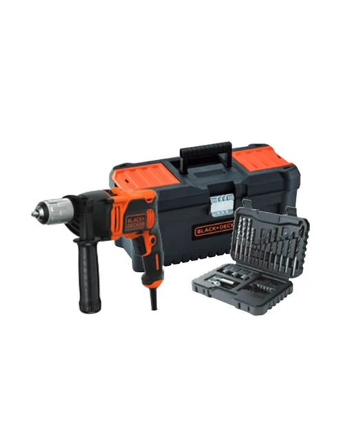 Perceuse à Percussion 850W + Kit 32 Pièces + Boîte À Outils Black + Decker