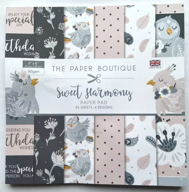 The Paper Boutique - 8 X 8 Papierpad - Sweet Harmony - 36 Blatt 6 Designs