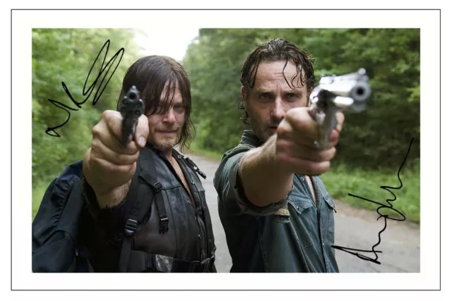 Norman Reedus & Andrew Lincoln Signed Photo Print Autograph The Walking Dead