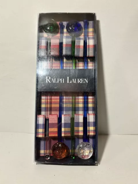Box Set Ralph Lauren Multi Color Glass Swizzle Sticks