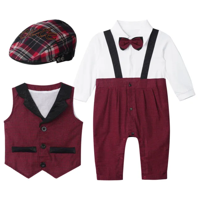 Baby Jungen Einteilige Strampler Jumpsuit Gentleman Anzug Baumwolle Party Outfit