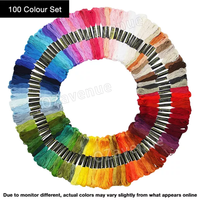 50/100 Coloured Egyptian Cotton Embroidery Cross Stitch Thread Floss Hand Skeins