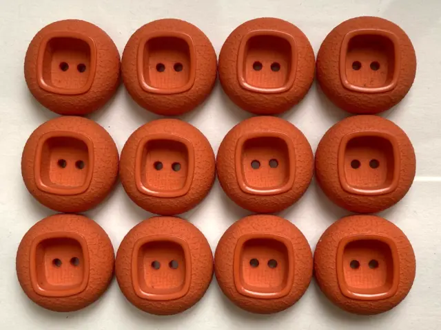 Lot de 12 boutons vintage 24 mm - Plastique couleur brique