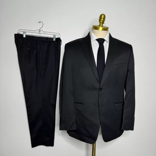 Calvin Klein Suit Mens Solid Black 40S 34W