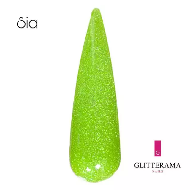 SIA Coloured Acrylic Powder Glitterama Nails Glitter Green sparkle bright forest