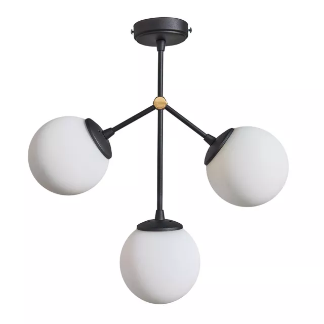 3 Way Ceiling Light Frosted Glass Lampshades Industrial Lounge Lighting LED Bulb
