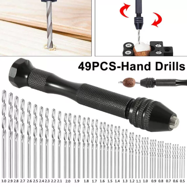 49PCS Mini Tiny Micro HSS Twist Drill Bits 0.5-3.0mm Hand Model Craft DIY Tool