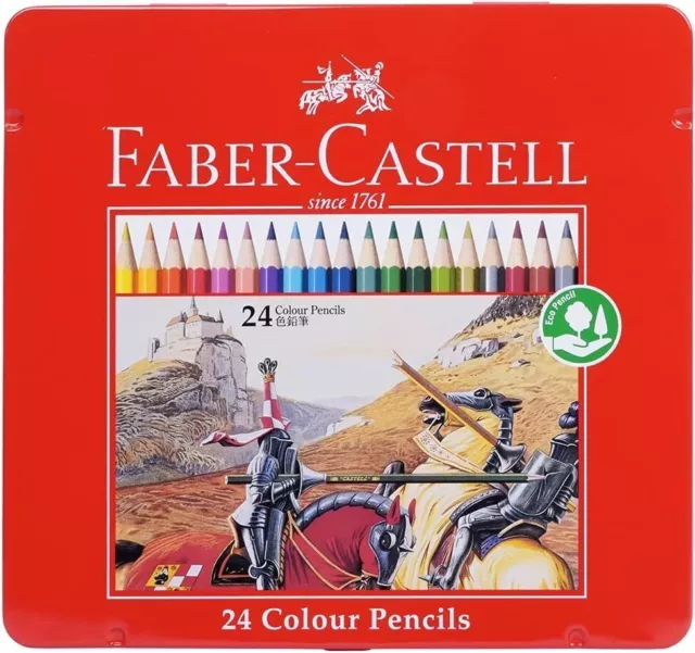 Juego de 24 colores de lata plana de lápices de colores a base de aceite...