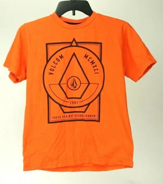 Volcom Boys Crewneck Graphic Short Sleeve T-Shirt Size Medium Orange