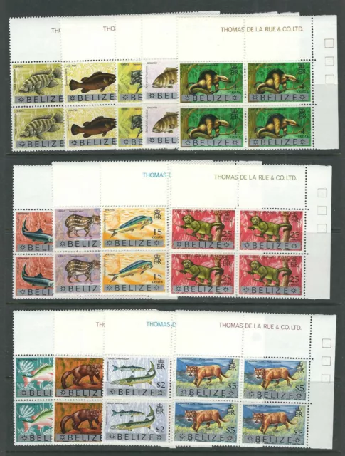 Belize 1973 Wildtiere Ecke Blöcke Mit 4 (Scott 312-324) VF MNH