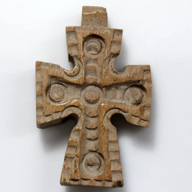 Ancient Byzantine -Mammoth b0ne Christian cross pendant circa 700-1200 A.D