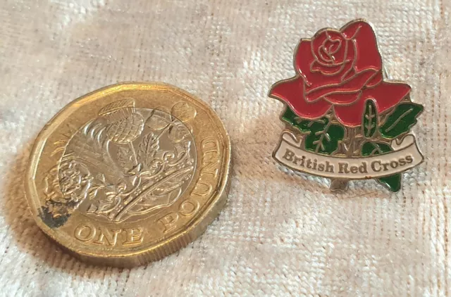 British Red Cross Rose Pin Badge Button Retro Vintage Charities Charity 3