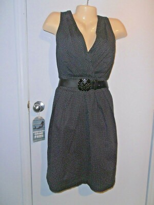 COREY P womens size 14 black white polka dot belted  Fit and Flare halter dress