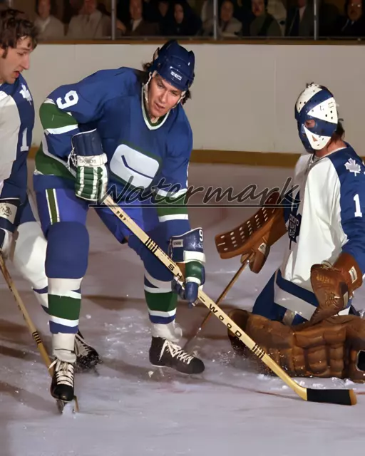 1974 Don Lever Vancouver Canucks vs Maple Leafs Dunc Wilson Color 8 X 10 Photo