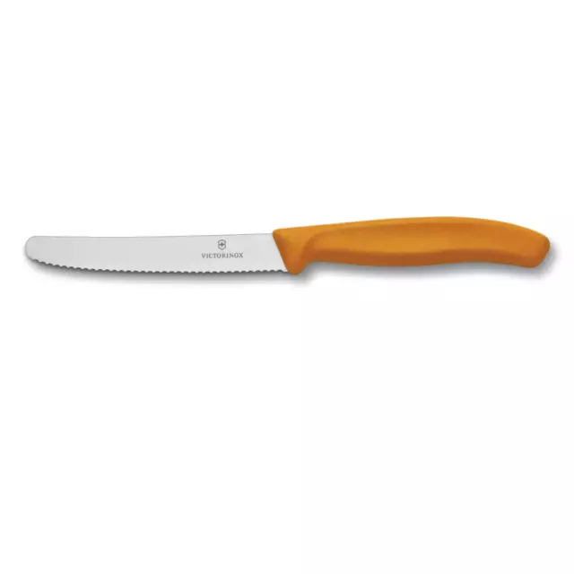 Victorinox Serrated Edge Steak Tomato Sausage Knife Classic 11cm Orange