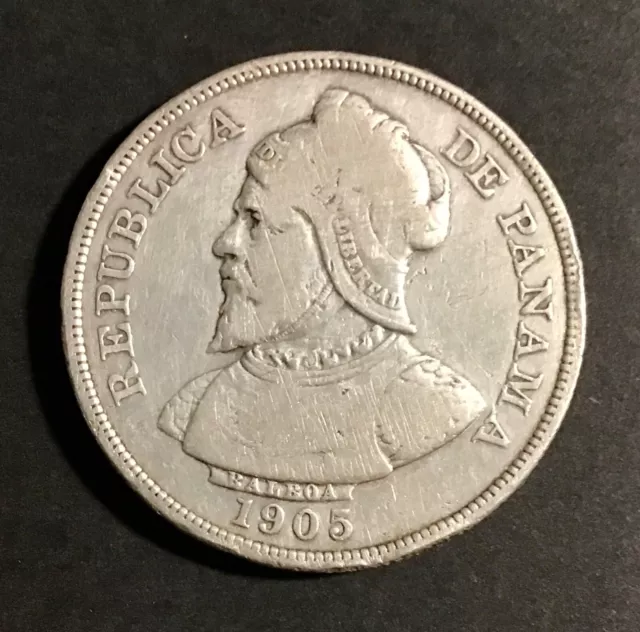 1905 PANAMA - Large Silver 50 Centesimos de Balboa - KM# 5 - MAKE OFFER