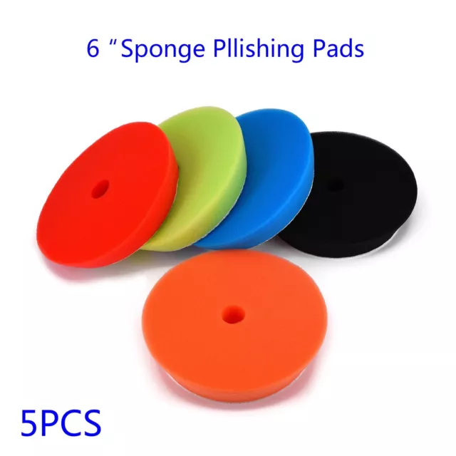 5pcs 6 Inch Flat Sponge Buff Buffing Pad Waxing Polishing Pad Kit Car Polisher