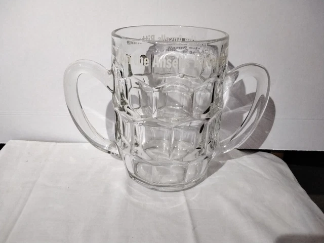 Vintage Ansells "Join The Ansells Bittermen" 2 Handled Quart  Dimpled Glass