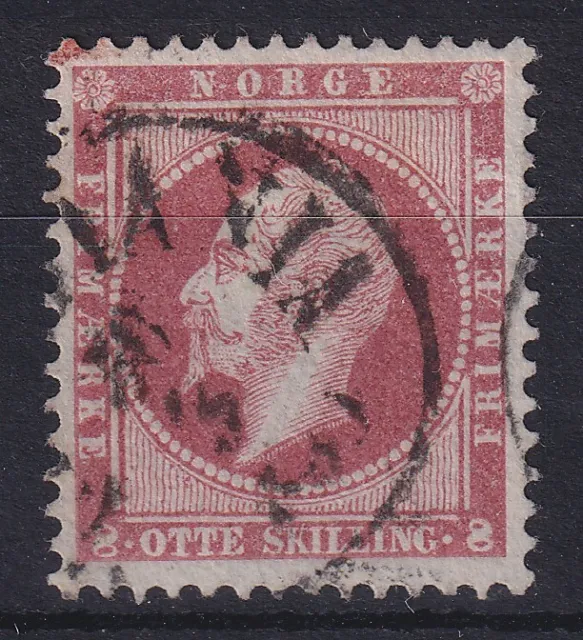Norwegen 1856 Freimarke König Oskar I. 8 Sk. weinrot Mi.-Nr. 5 O gpr. PFENNINGER