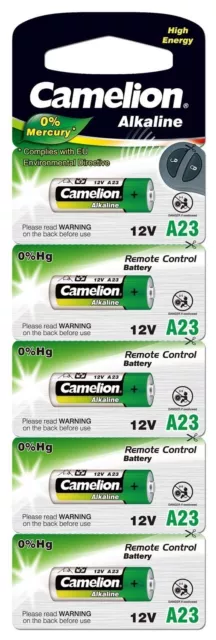 5 piles Alcaline Camelion 23A A23 LR23A LRV08 GP23A MN21 12V (0% mercure)