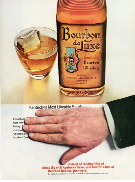 Vintage advertising print Alcohol ad Bourbon De Luxe Kentucky Whiskey hand 1965