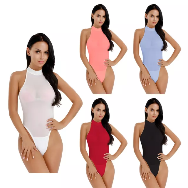 Sexy Womens Crotchless One Piece High Cut Bodysuit Romper Jumpsuit Tank Tops AU