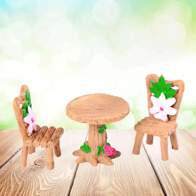 Material de decoración vegetal miniatura decoración de jardín mesa y silla de resina
