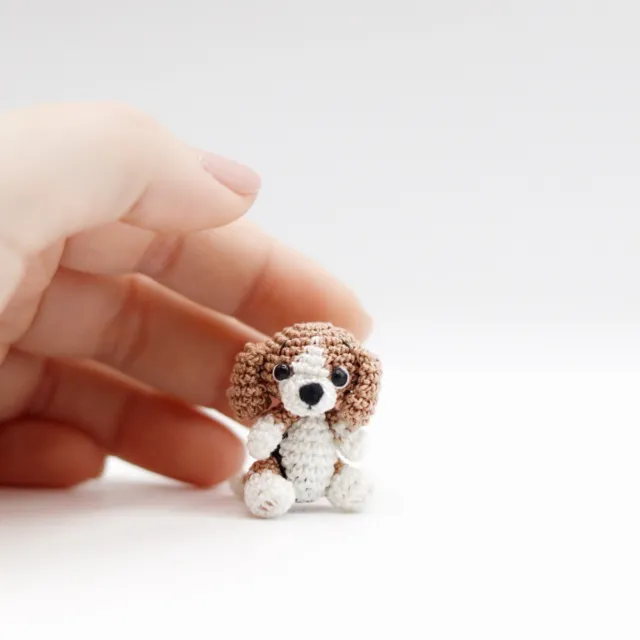 Handmade crochet micro beagle puppy toy