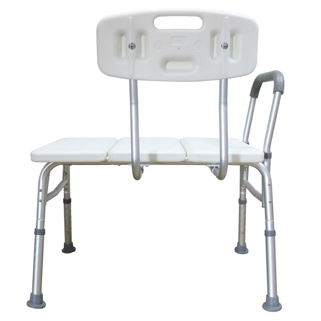 Aluminium Bath Chair for Safe Showering - Wide Seat  Padded Handle - White