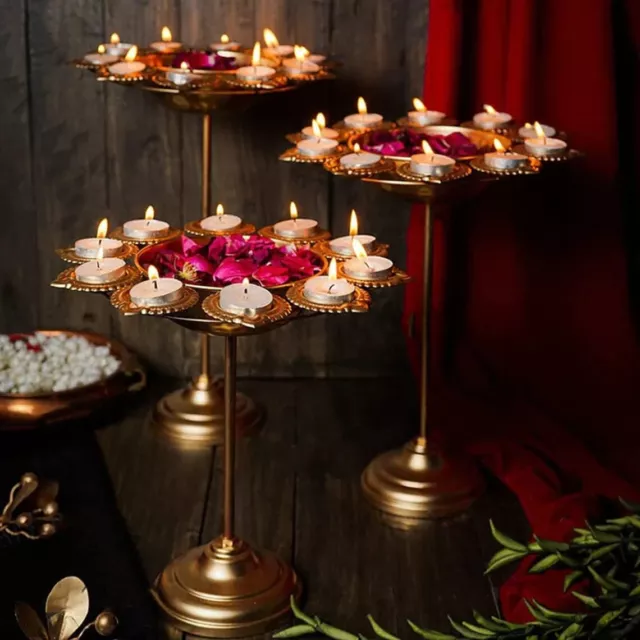 Urli Diya, 3pcs, lotus Urli Bowl, Diwali Decor Lotus Urli, Diwali Diya, Golden