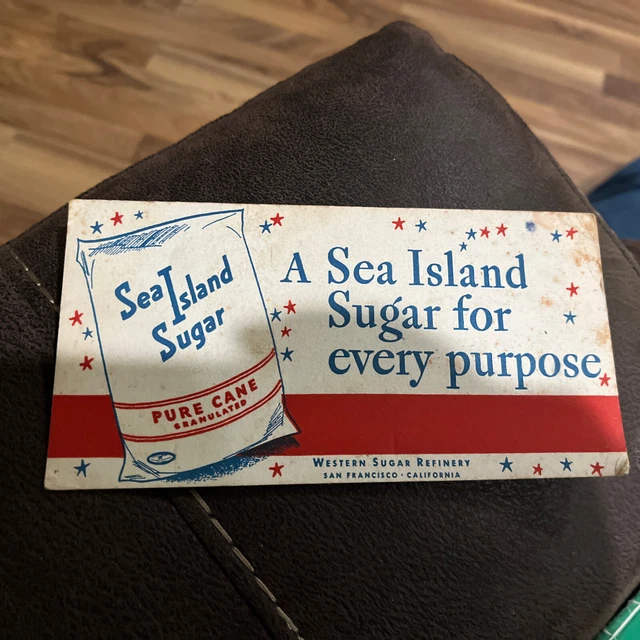 Vintage "SEA ISLAND" Pure Cane Sugar Thin Cardboard Sign