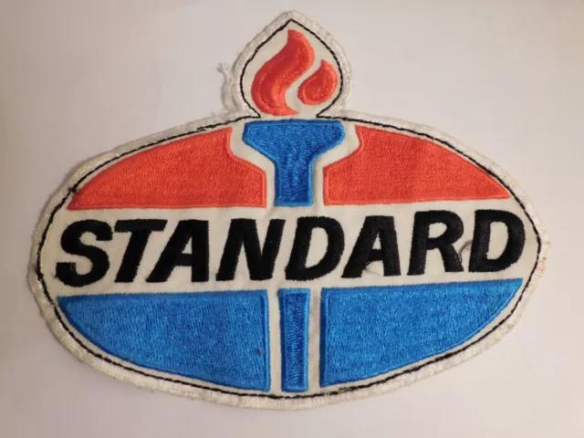 Original Vintage Large Standard Oil Embroidered Jacket Patch 7 Inches Wide