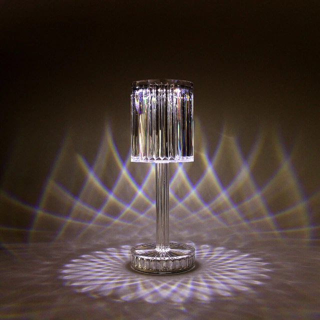 Lampada Tavolo Led Ricaricabile 3 Tonalita' Di Luce Effetto Cristallo 5