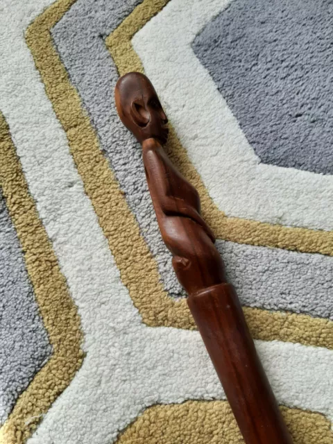 Hardwood Walking Stick Cane Hand Carved African Style 3