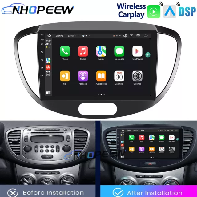 Für Hyundai i10 2007-2013 Apple Carplay Android 12 Autoradio GPS Navi Bluetooth