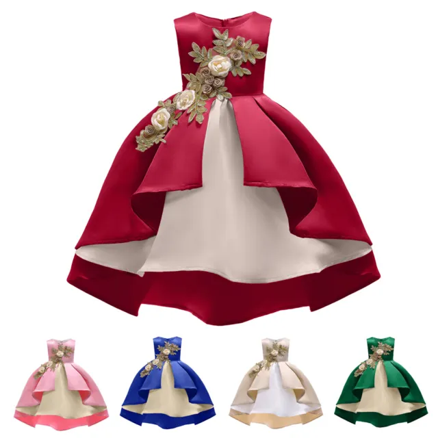 Christmas Kids Tutu Dress Wedding Flower Girls Pageant Princess Bow Party Gown